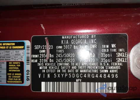 2024 Kia Telluride Sx Prestige X-Line из США, поврежденный, VIN 5XYP5DGC4RG448496